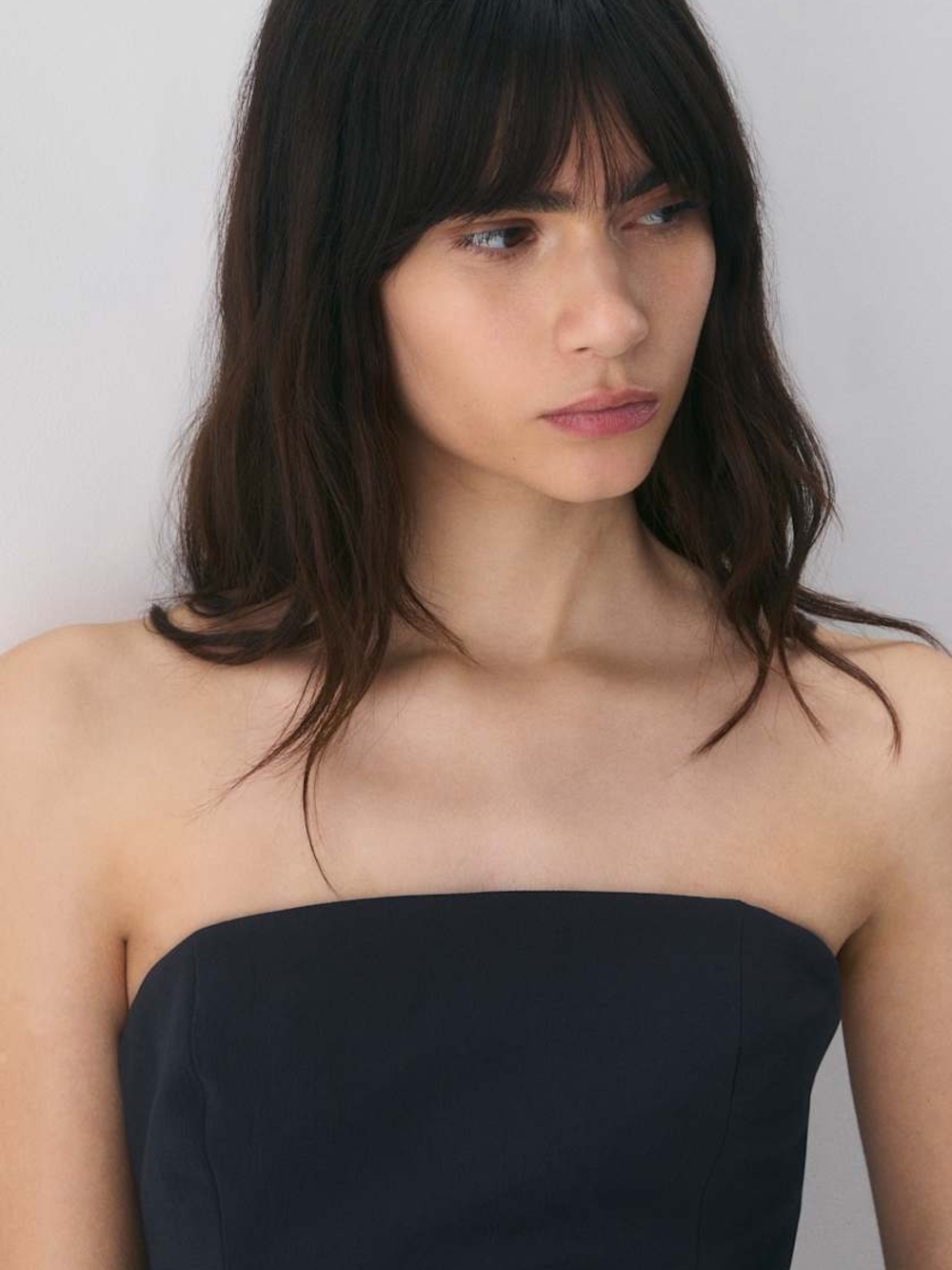 Aritzia NWT Strapless Posh Navy Peplum Top - Picture 6 of 15